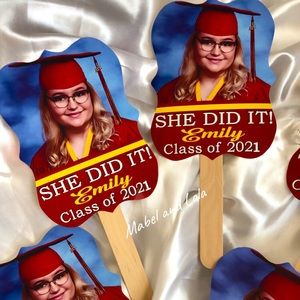 Graduation Fans Set of 6 Personalized w/ Photo
